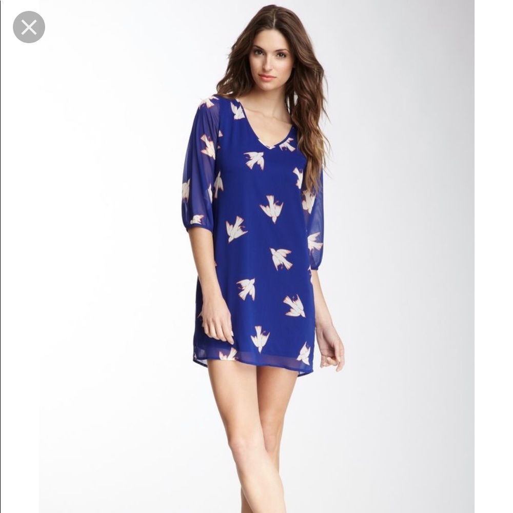 Peace Love Cream California Bird Print Shift Dress